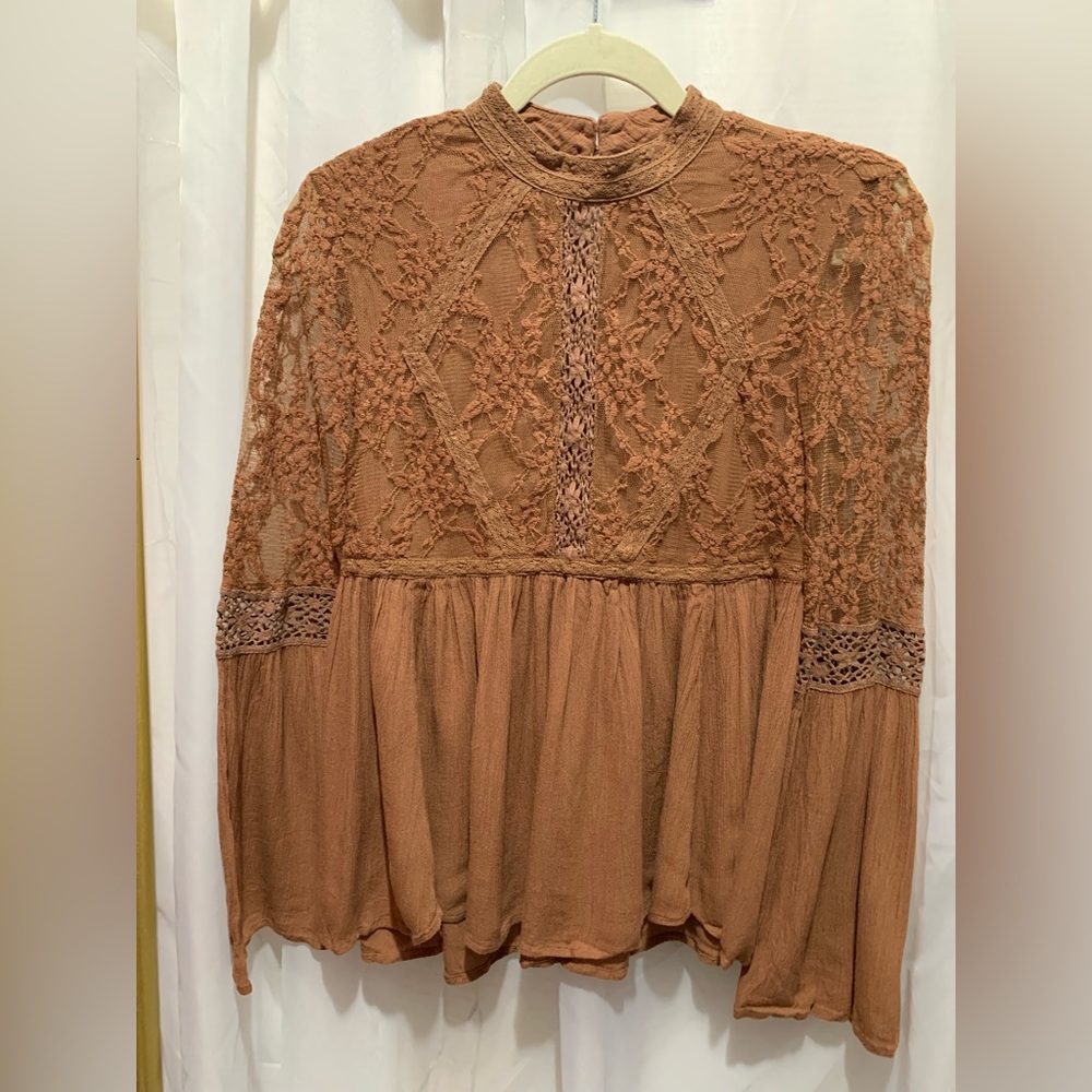 American Eagle Outfitters Brown Lace Top - Picture 2 of 5